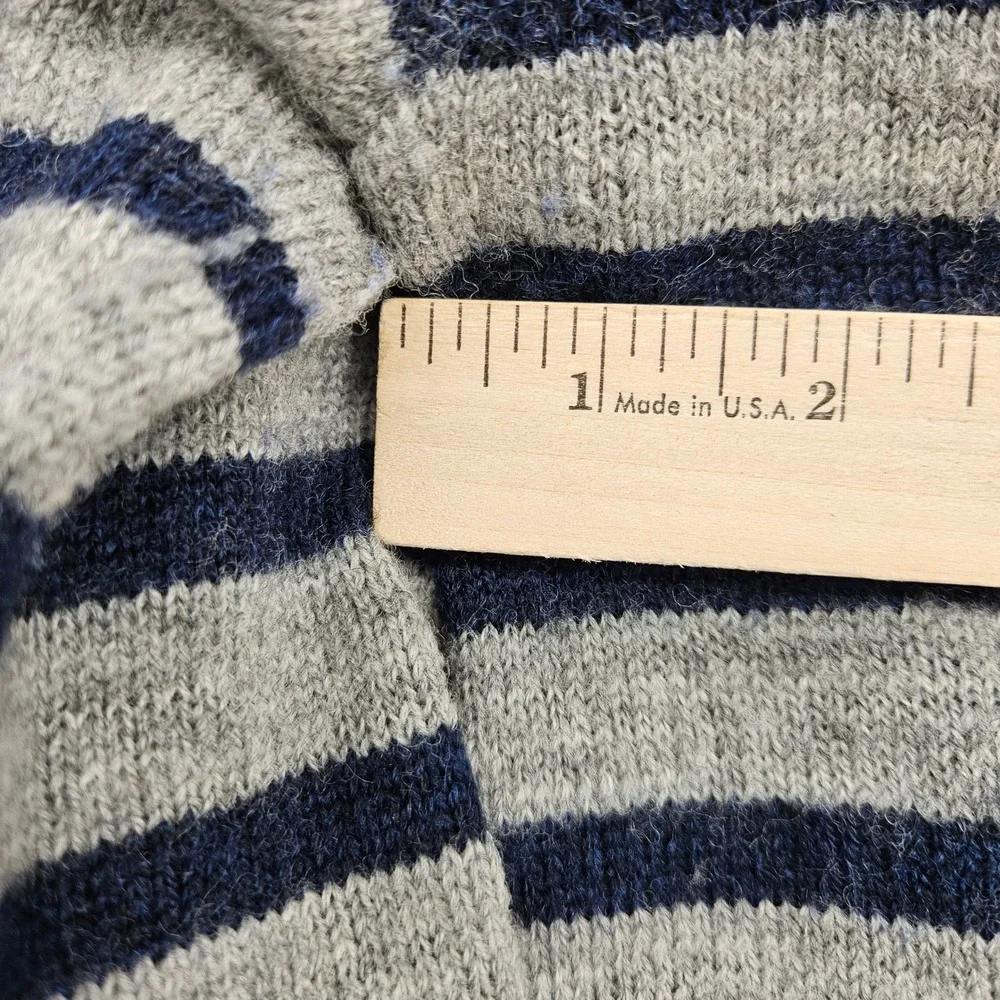 J‎ Crew Sweater Mens XL Merino Wool Gray Striped Elbow Patch Casual Preppy